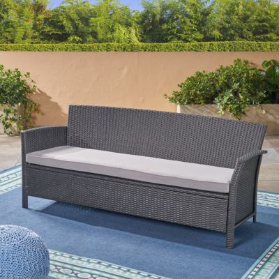 Curved Armrest Wicker Sofa with Water-Resistant Cushions
