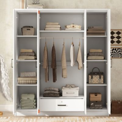 4-Door Mirror Wardrobe with shelves
