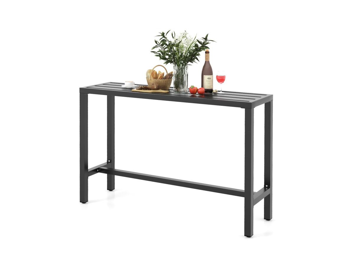 Slickblue Outdoor Bar Table with Waterproof Top and Heavy-duty Metal Frame