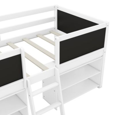 Streamdale Loft bed with shelves, ladder, guardrail chalkboard