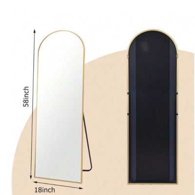 Arched Free Stand Mirror 18"x58" in Gold