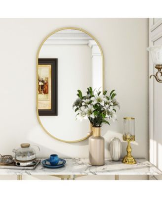 Oval Wall Mounted Mirror 22"x38" in Gold