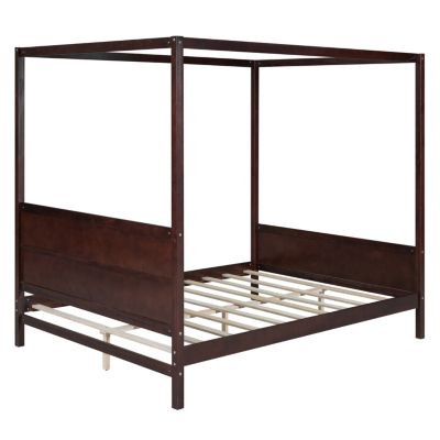 Streamdale Queen Canopy Platform Bed with Headboard (Espresso)