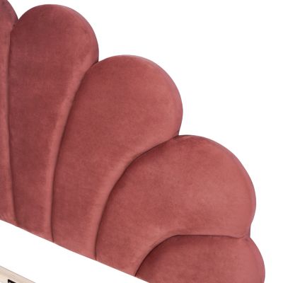 Velvet Platform Bed with Flower Headboard