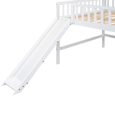 Streamdale Full Size Low Loft Bed With Ladder And Slide