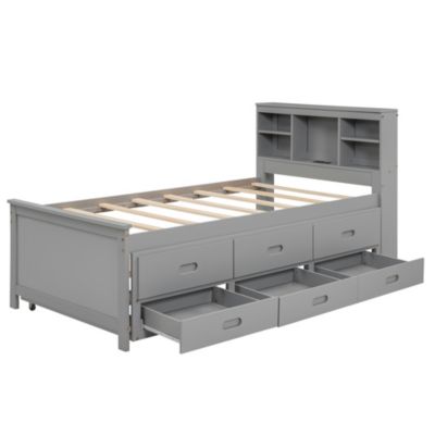 Streamdale Twin Bed with Storage Headboard, Trundle and Drawers