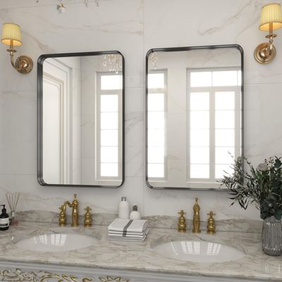 Rectangular Wall Mounted Mirror 22"x30" in Black