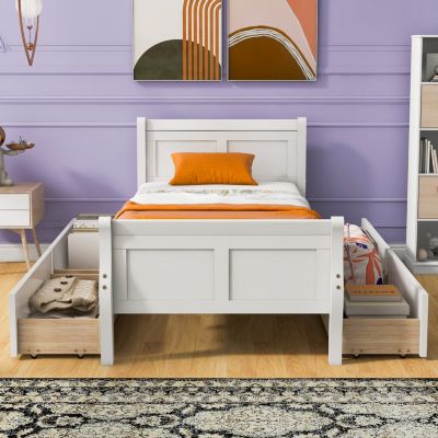 Streamdale Twin Wood Platform Bed with Drawers