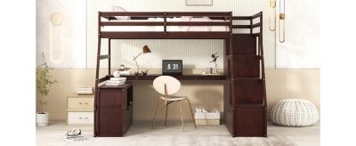 Streamdale Twin Size Loft Bed With With 7 Drawers 2 Shelves And Desk