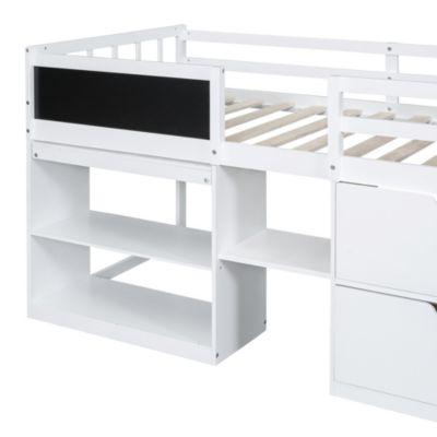 Streamdale Twin Size Low Loft Bed With Rolling Desk, Shelf And Drawers