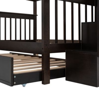 Stairway Full-Over-Full Bunk Bed w/ Trundle & Storage