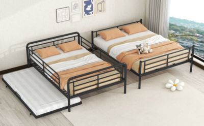 Streamdale Full XL Over Queen Metal Bunk Bed With Twin Size Trundle