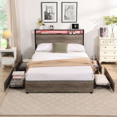 Streamdale Queen bed frame with charging headboard