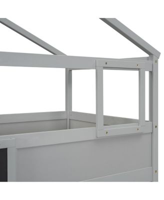  Twin Over Full House Bunk Bed With Storage Staircase And Board