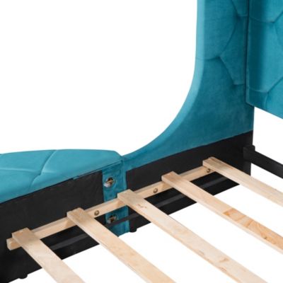 Streamdale Velvet Queen Storage Platform Bed with Wingback Headboard