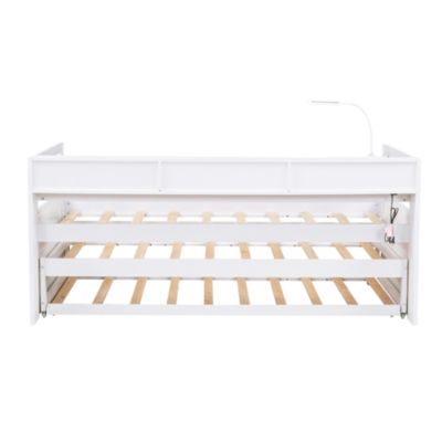 Streamdale Twin XL Wood Daybed with Trundles, Cubbies, & Charging