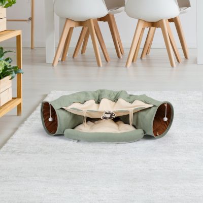 Streamdale Collapsible Cat Tunnel and Bed Bright Green Oasis for Play and Rest