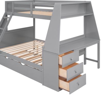 Streamdale 3-in-1 Bunk Bed with Desk, Trundle & Storage
