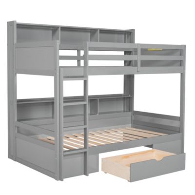 Streamdale Twin Bunk Bed with Shelves and Drawer