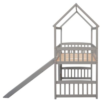 Streamdale Twin Loft Bed With Slide, House Bed With Slide