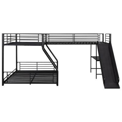 Streamdale Twin/Full L-Shape Bunk Bed w/ Desk & Slide