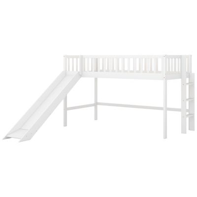 Streamdale Twin Size Low Loft Bed With Ladder And Slide