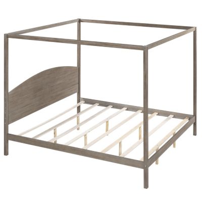 Streamdale King Size Canopy Platform Bed With Headboard And Support Legs, Wash