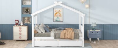 Streamdale Full Size Wooden House Bed With Drawers