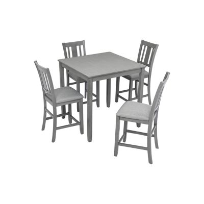 Elegant 5-Piece Solid Wood Counter Height Dining Table and Chair Set