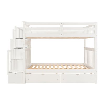 Streamdale Full Over Full Bunk Bed With Shelves And 6 Storage Drawers