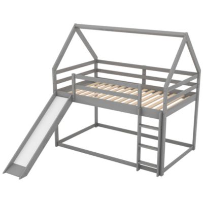 Streamdale Twin Size Bunk House Bed With Slide And Ladder