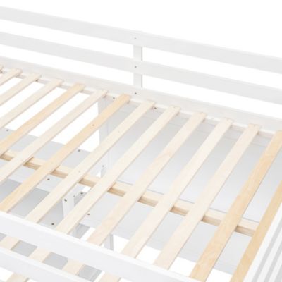 Streamdale Full Size Wooden Loft Bed With Shelves, Desk And Writing Board