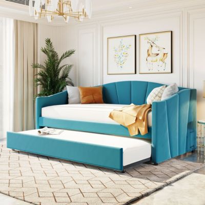 Streamdale Upholstered Daybed Sofa Bed Twin Size With Trundle Bed And Wood Slat