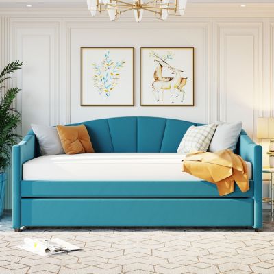 Streamdale Upholstered Daybed Sofa Bed Twin Size With Trundle Bed And Wood Slat