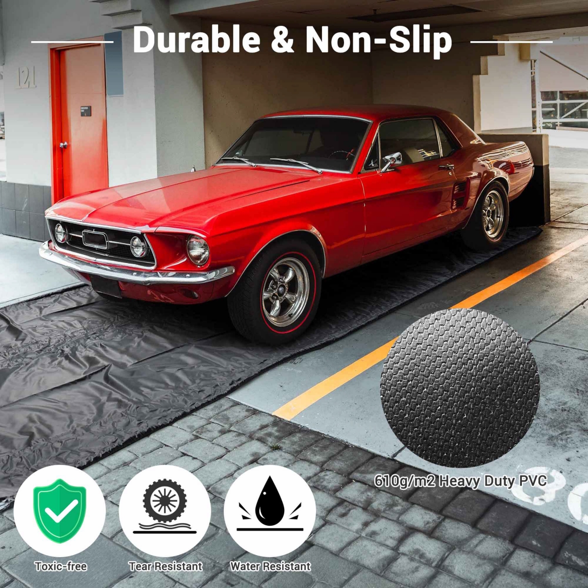 Garage Floor Mat Containment Mat for Suv Snow Mud Rain Compact Size 8'6"x20'