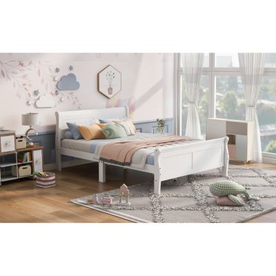 Streamdale Queen Size Wood Platform Bed With Headboard And Wooden Slat Support