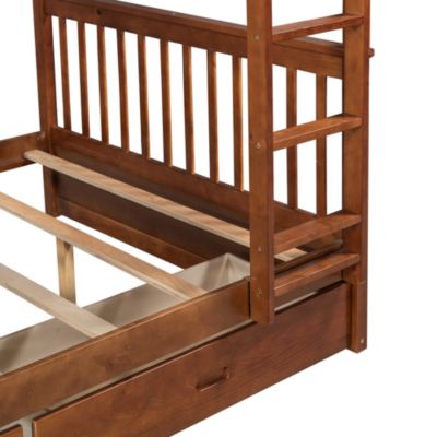 Streamdale Espresso Bunk Bed with Drawers and Ladders