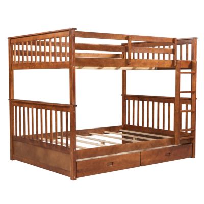 Streamdale Espresso Bunk Bed with Drawers and Ladders