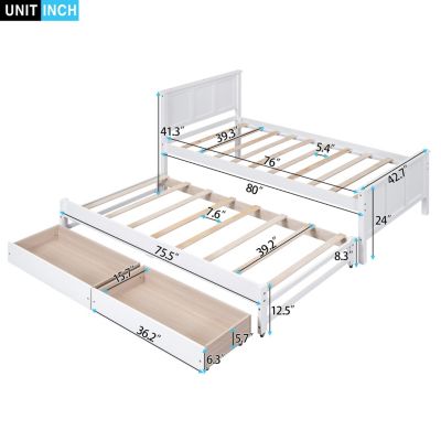 Twin Size Platform Bed With Trundle And Drawers