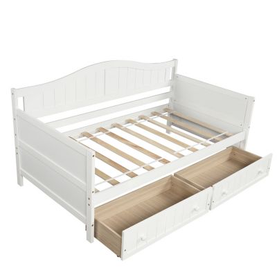 Twin Wooden Daybed with 2 Drawers & No Box Spring