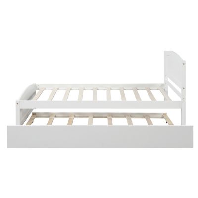 Twin Size Wooden Platform Bed With Trundle