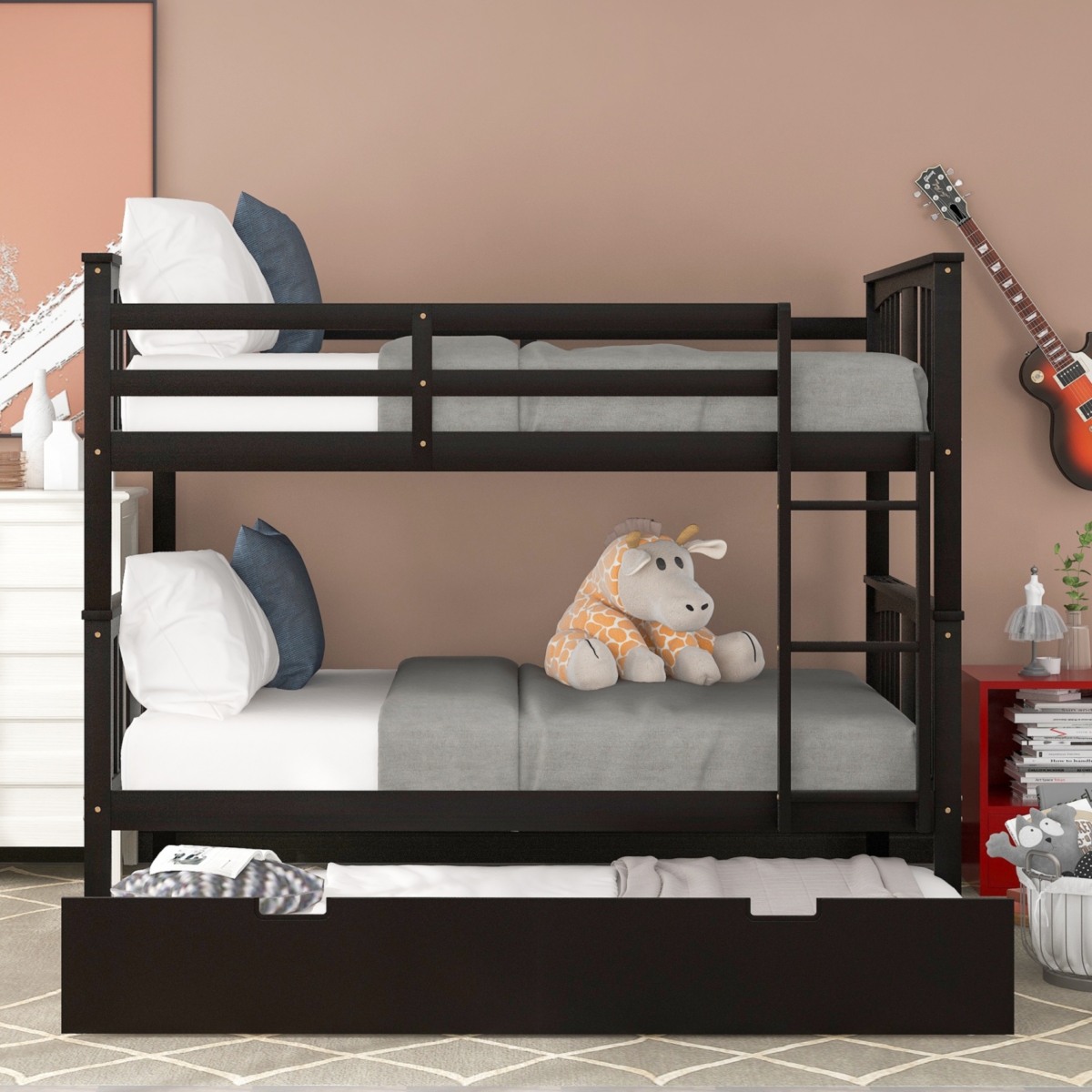 Streamdale Full Over Bunk Bed With Twin Trundle And Ladder