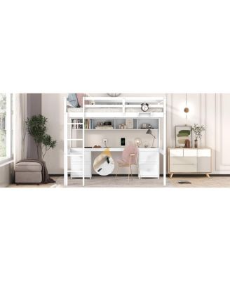 Loft Bed with Desk, and Charging Station