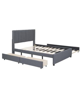 Classic Upholstered Platform Bed with Trundle