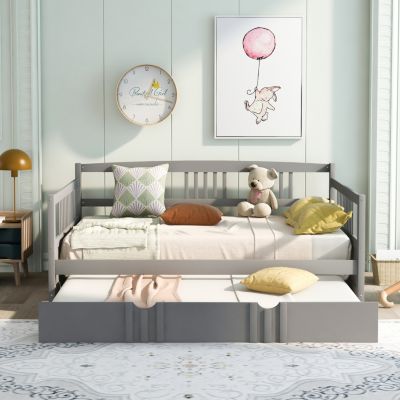 Streamdale Full Size Daybed Wood Bed With Twin Size Trundle