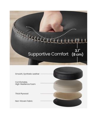 Set Of 2, Kitchen Bar Stools, Breakfast Stools, Synthetic Leather With Stitching