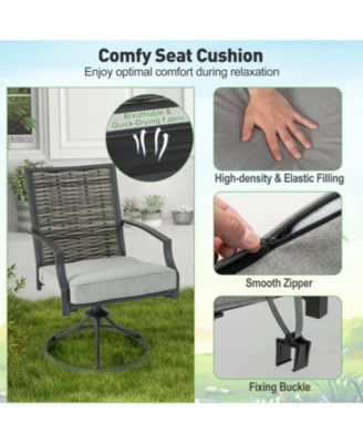 3 Piece Patio Swivel Chair Set with Soft Seat Cushions for Backyard