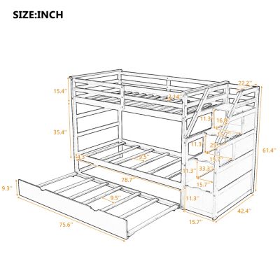Twin-Over-Twin Bunk Bed With Twin Size Trundle And 3 Storage Stairs