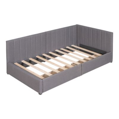 Twin Size Daybed with Storage Drawers, Gray Linen
