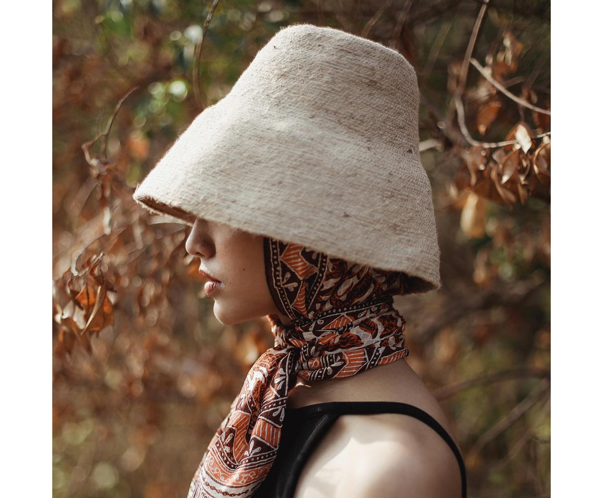 Brunna.Co Naomi Jute Clochet Straw Hat in Nude Beige
